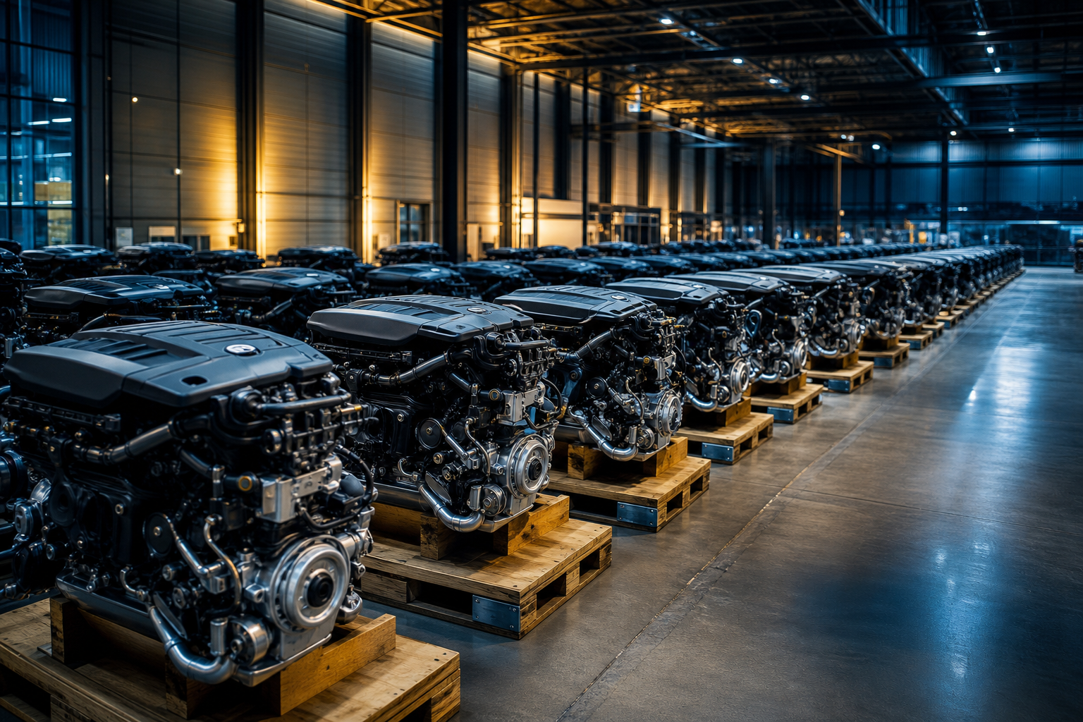 BMW engines in stock at Bavarian Engines warehouse Hamburg